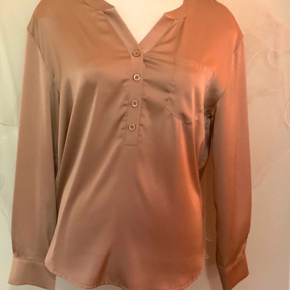 Chic Satin Blouse - Champagne Colour